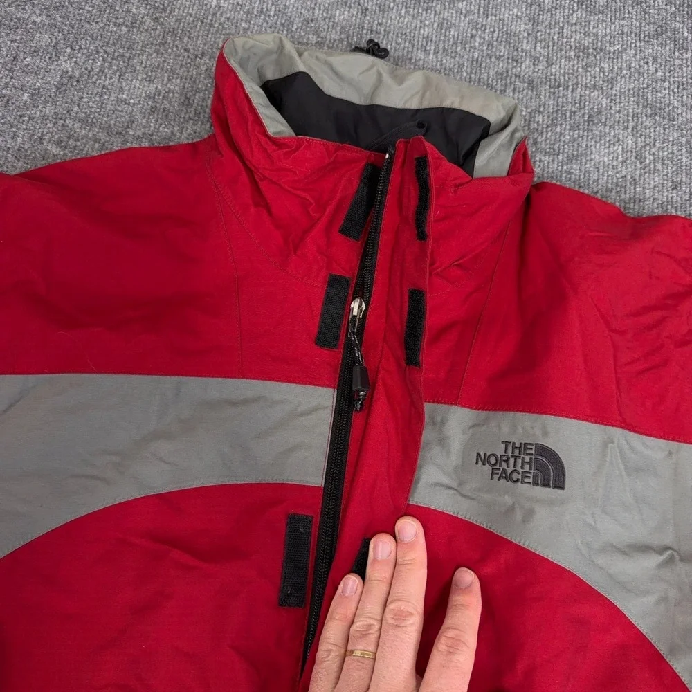 Vintage The North Face Hyvent Rain Jacket Men Large Red Gray Waterproof Shell